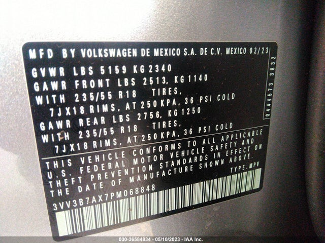 3VV3B7AX7PM068848 Volkswagen TIGUAN SE