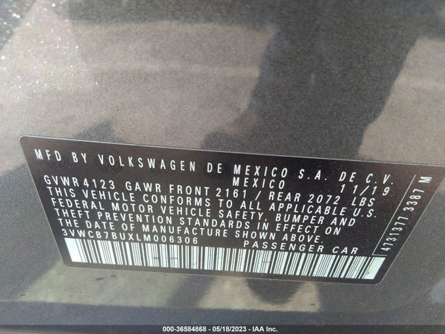 3VWCB7BUXLM006306 Volkswagen Jetta S/se/r-line