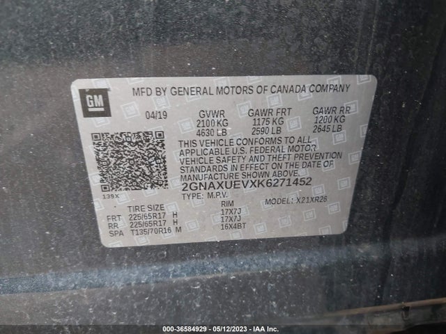 Chevrolet EQUINOX LT 2019 2GNAXUEVXK6271452 Image 9