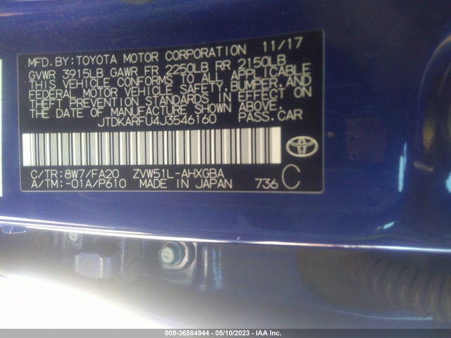 Toyota Prius Two/two Eco/three 2018 JTDKARFU4J3546160 Image 11