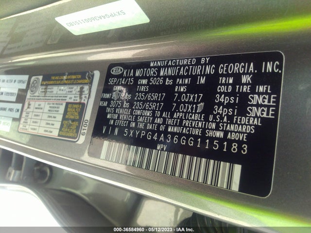KIA SORENTO L 2016 5XYPG4A36GG115183 Image 9