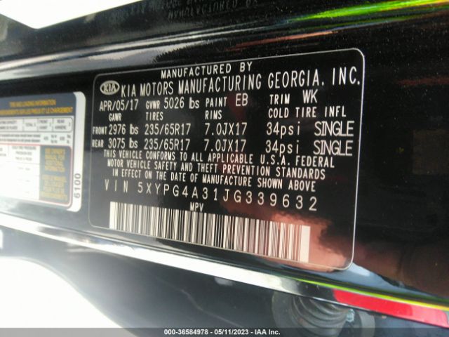 5XYPG4A31JG339632 KIA SORENTO LX