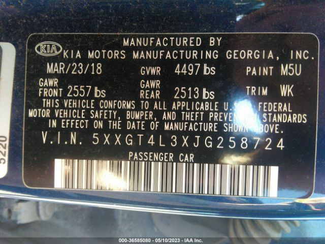5XXGT4L3XJG258724 KIA Optima Lx