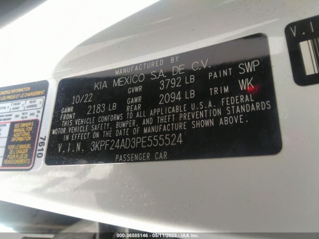 3KPF24AD3PE555524 KIA Forte Lxs