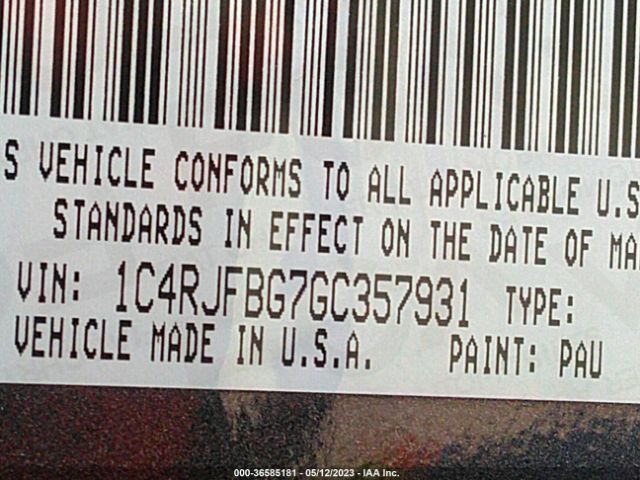 1C4RJFBG7GC357931 Jeep Grand Cherokee Limited