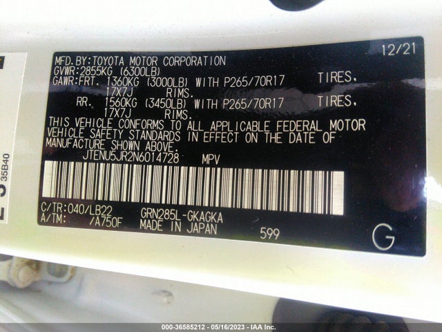 Toyota 4runner Sr5 Premium 2022 JTENU5JR2N6014728 Image 11