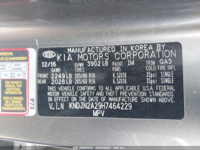 KNDJN2A29H7464229 KIA Soul Base