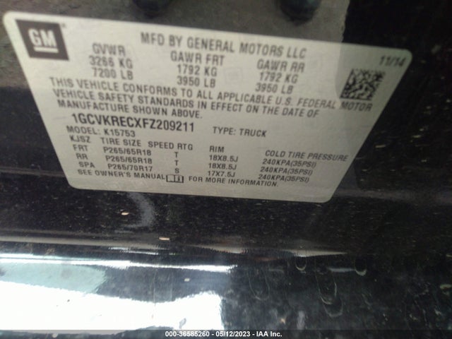 Chevrolet Silverado 1500 Lt 2015 1GCVKRECXFZ209211 Image 10