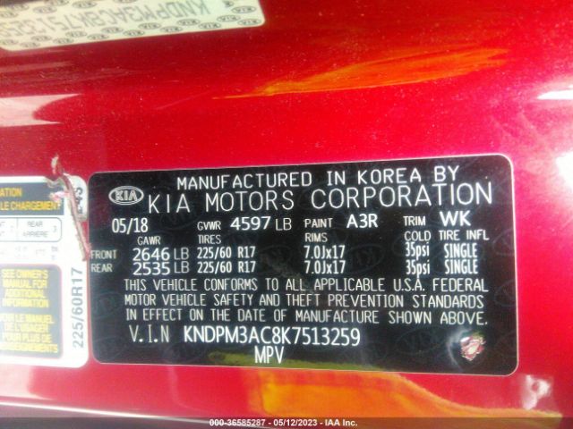 KNDPM3AC8K7513259 KIA Sportage Lx