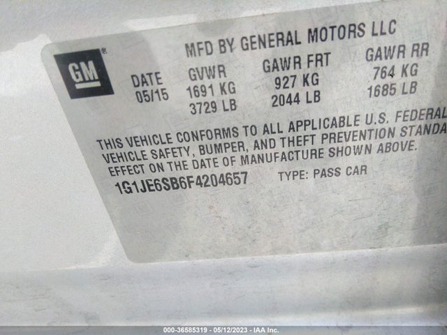 Chevrolet SONIC LTZ 2015 1G1JE6SB6F4204657 Image 10