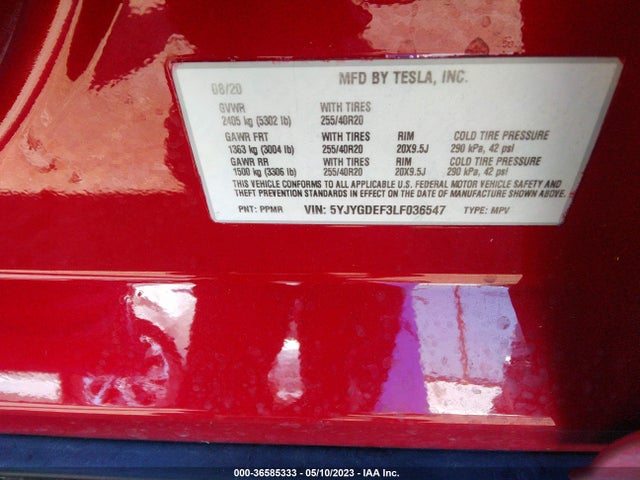 5YJYGDEF3LF036547 Tesla Model Y Long Range/performance