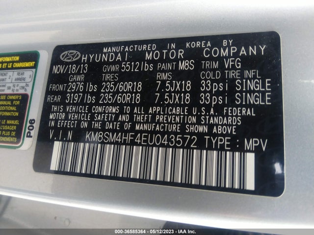 Hyundai Santa Fe Gls 2014 KM8SM4HF4EU043572 Image 10