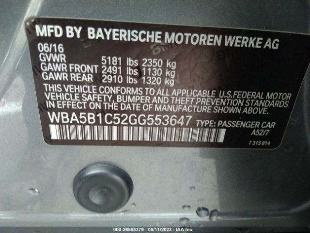 WBA5B1C52GG553647 BMW 5 Series 535i