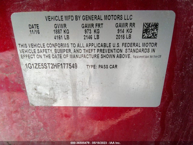 Chevrolet MALIBU LT 2017 1G1ZE5ST2HF177549 Image 10