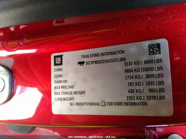 3GTP8DED1KG201365 GMC Sierra 1500 Slt