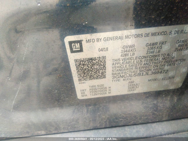 Chevrolet Trax Lt 2018 3GNCJLSB1JL369472 Image 9