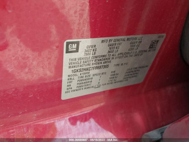 1GKS2HKC7FR687365 GMC Yukon Xl Slt