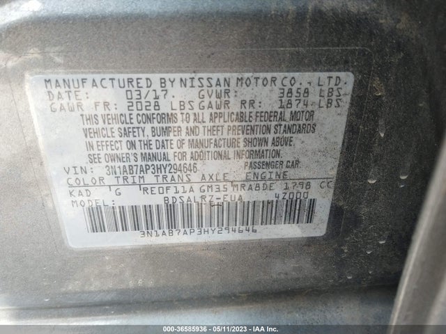 Nissan SENTRA SR 2017 3N1AB7AP3HY294646 Image 10