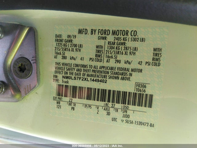 Ford Transit Connect Van Xlt 2020 NM0LS7F2XL1449402 Image 9
