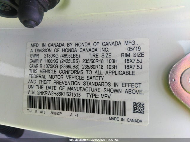 Honda Cr-v Ex-l 2019 2HKRW2H86KH631515 Image 9