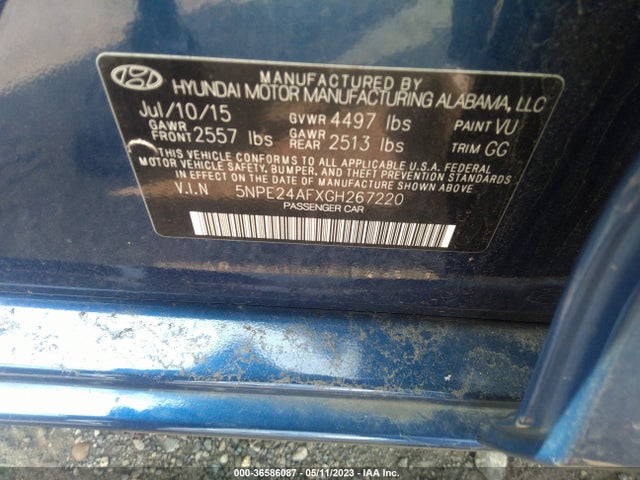 2016 HYUNDAI SONATA 2.4L SE VIN: 5NPE24AFXGH267220