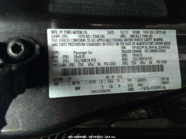 1FADP3L99GL224522 Ford FOCUS ST
