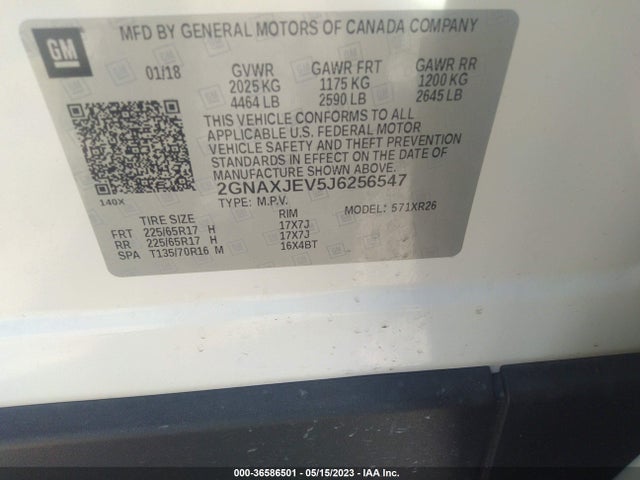 Chevrolet EQUINOX LT 2018 2GNAXJEV5J6256547 Image 9