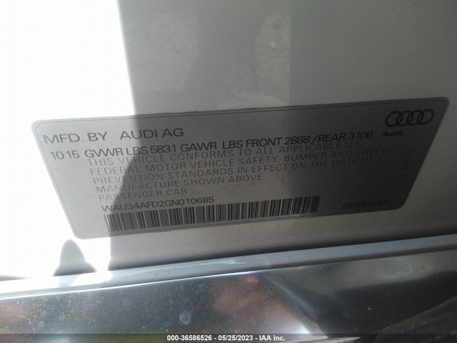 2016 Audi A8, VIN: WAU34AFD2GN010685