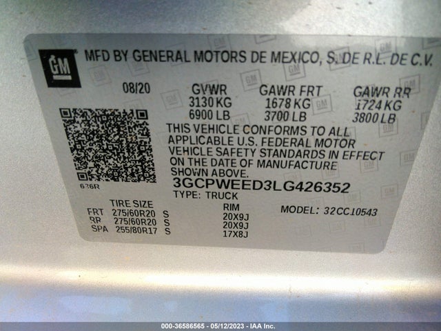 Chevrolet Silverado 1500 Ltz 2020 3GCPWEED3LG426352 Image 9