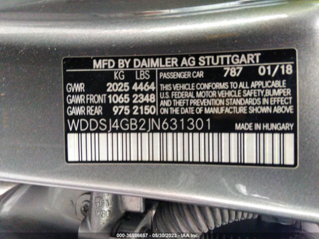 WDDSJ4GB2JN631301 Mercedes-Benz Cla Cla 250