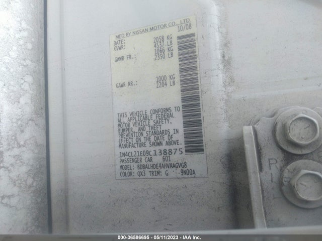 2009 NISSAN ALTIMA HYBRID VIN: 1N4CL21E09C138875