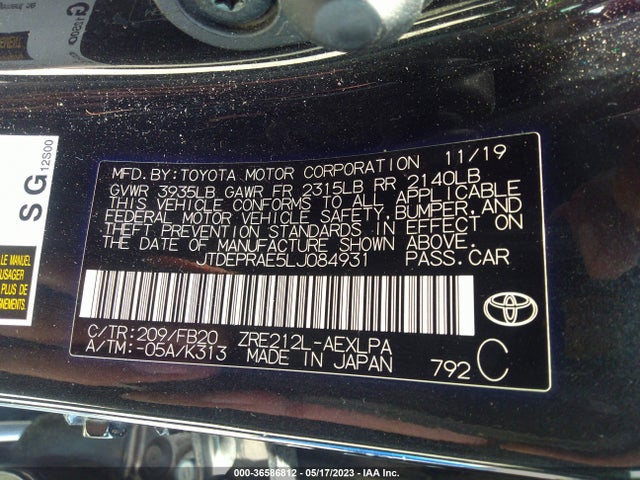 Toyota COROLLA LE 2020 JTDEPRAE5LJ084931 Image 9
