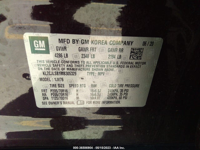 Chevrolet Trax Lt 2021 KL7CJLSB1MB305329 Image 9