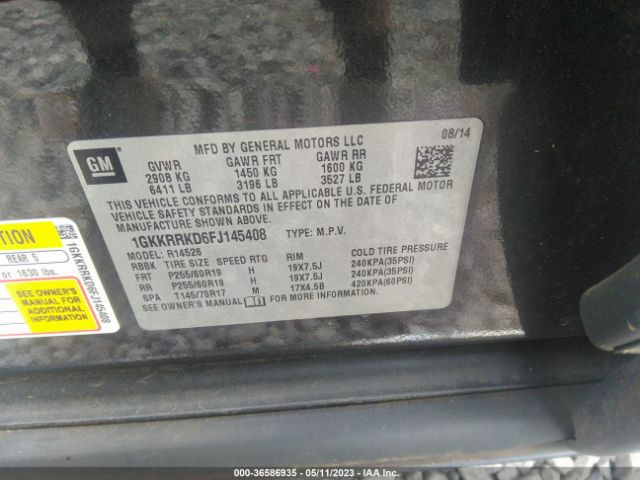 1GKKRRKD6FJ145408 GMC ACADIA SLT