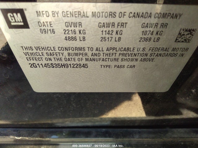 Chevrolet Impala Premier 2017 2G1145S35H9122845 Image 9