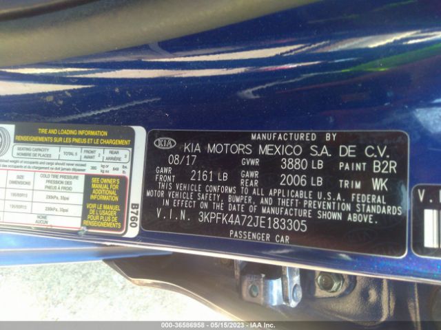 3KPFK4A72JE183305 KIA FORTE LX