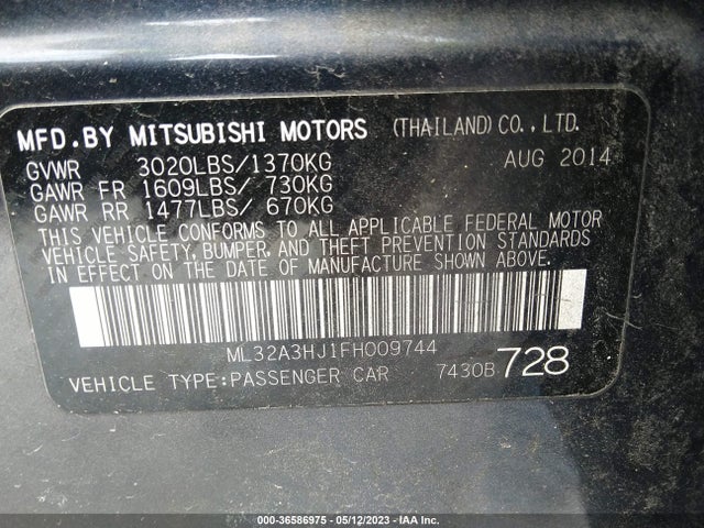 ML32A3HJ1FH009744 Mitsubishi Mirage De/rf