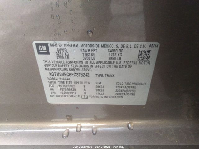 3GTU2VEC6EG378242 GMC Sierra 1500 Slt