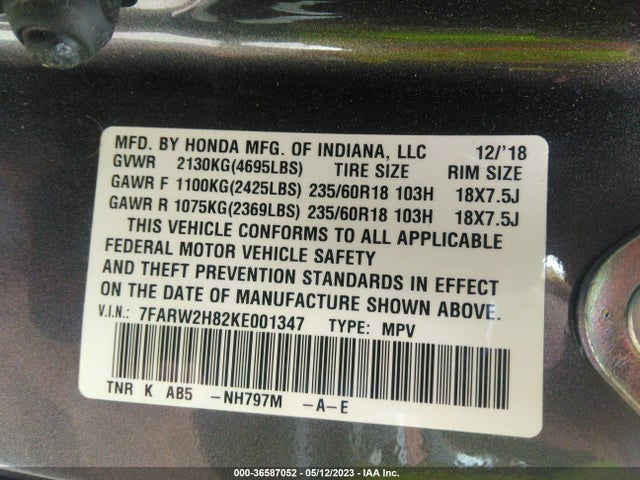 Honda Cr-v Ex-l 2019 7FARW2H82KE001347 Image 9