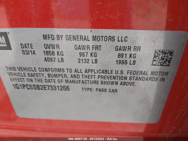 Chevrolet Cruze 1lt 2014 1G1PC5SB2E7331266 Image 10
