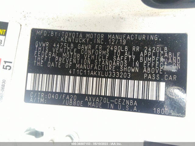 Toyota CAMRY LE 2020 4T1C11AKXLU333203 Image 10