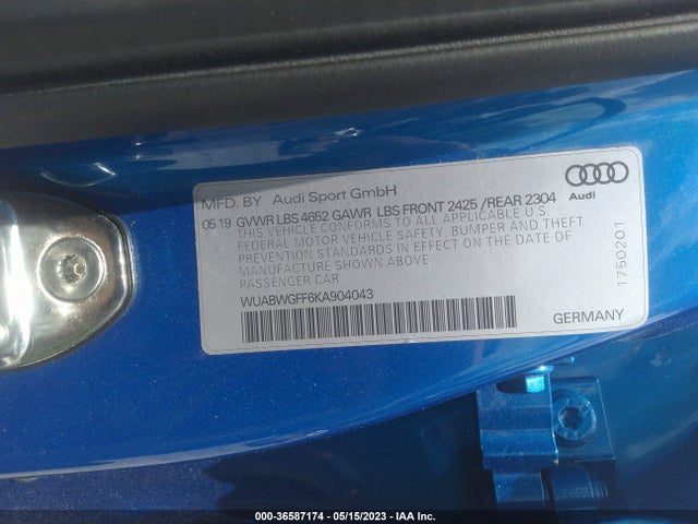 2019 Audi RS 3, VIN: WUABWGFF6KA904043