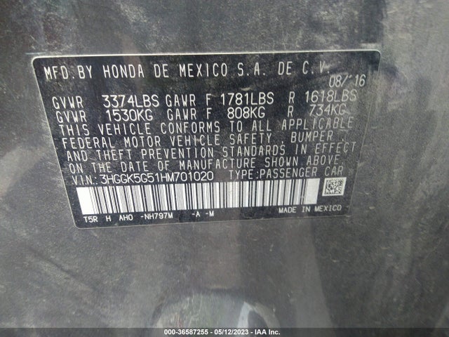 Honda FIT LX 2017 3HGGK5G51HM701020 Image 9