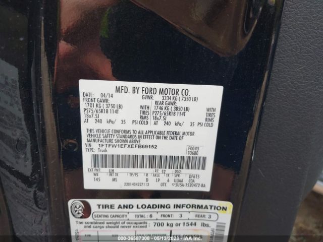1FTFW1EFXEFB69152 Ford F-150 Xl/xlt/stx/fx4/lariat
