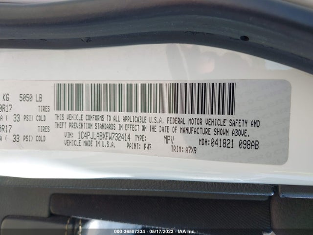 1C4PJLABXFW732414 Jeep Cherokee Sport
