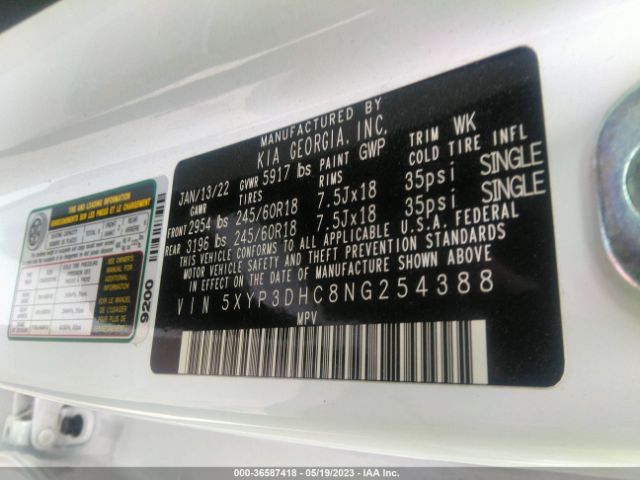 5XYP3DHC8NG254388 KIA Telluride Ex