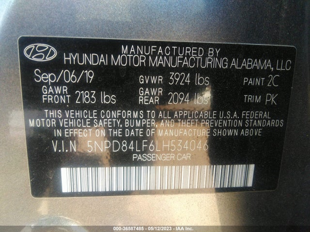 Hyundai ELANTRA SEL 2020 5NPD84LF6LH534046 Image 11