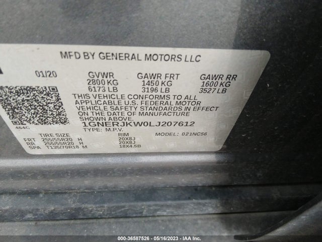 Chevrolet Traverse Rs 2020 1GNERJKW0LJ207612 Image 9