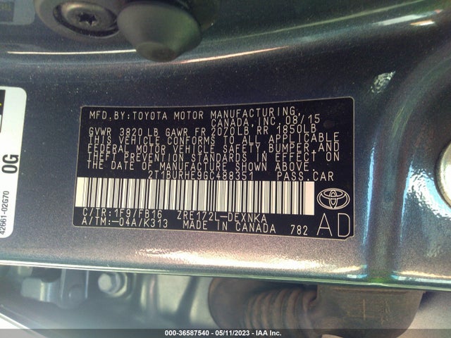 Toyota Corolla L/le/s/s Plus/le Plus 2016 2T1BURHE9GC488351 Image 9