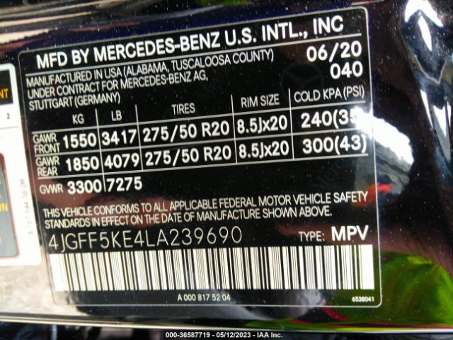 4JGFF5KE4LA239690 Mercedes-Benz Gls Gls 450